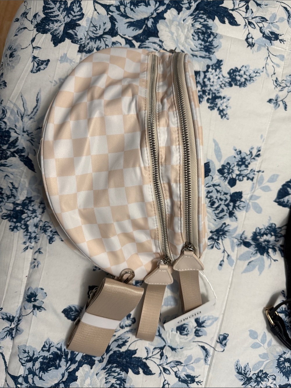 Beige Checkered Round Crossbody Bag - Women's Bum Bag NEW
